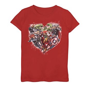Girls 7-16 Marvel Avengers Heart Group Shot Graphic Tee