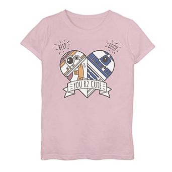 Girls 7-16 Star Wars Valentine's Day "You R2 Cute" Heart Droids Tee