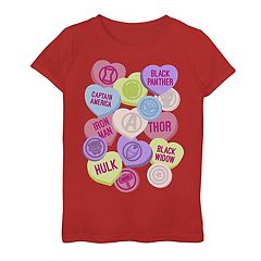 Girls 7-16 Marvel Avengers Valentine's Day Candy Hearts Tee