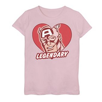 Girls 7-16 Marvel Captain America Legendary Heart Valentine's Day Tee
