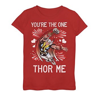 Girls 7-16 Marvel Thor "You're The One Thor Me" Valentine's Day Tee