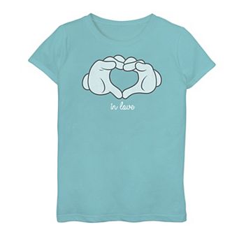 Disney's Mickey Mouse Heart Hands Girls 7-16 "In Love" Graphic Tee