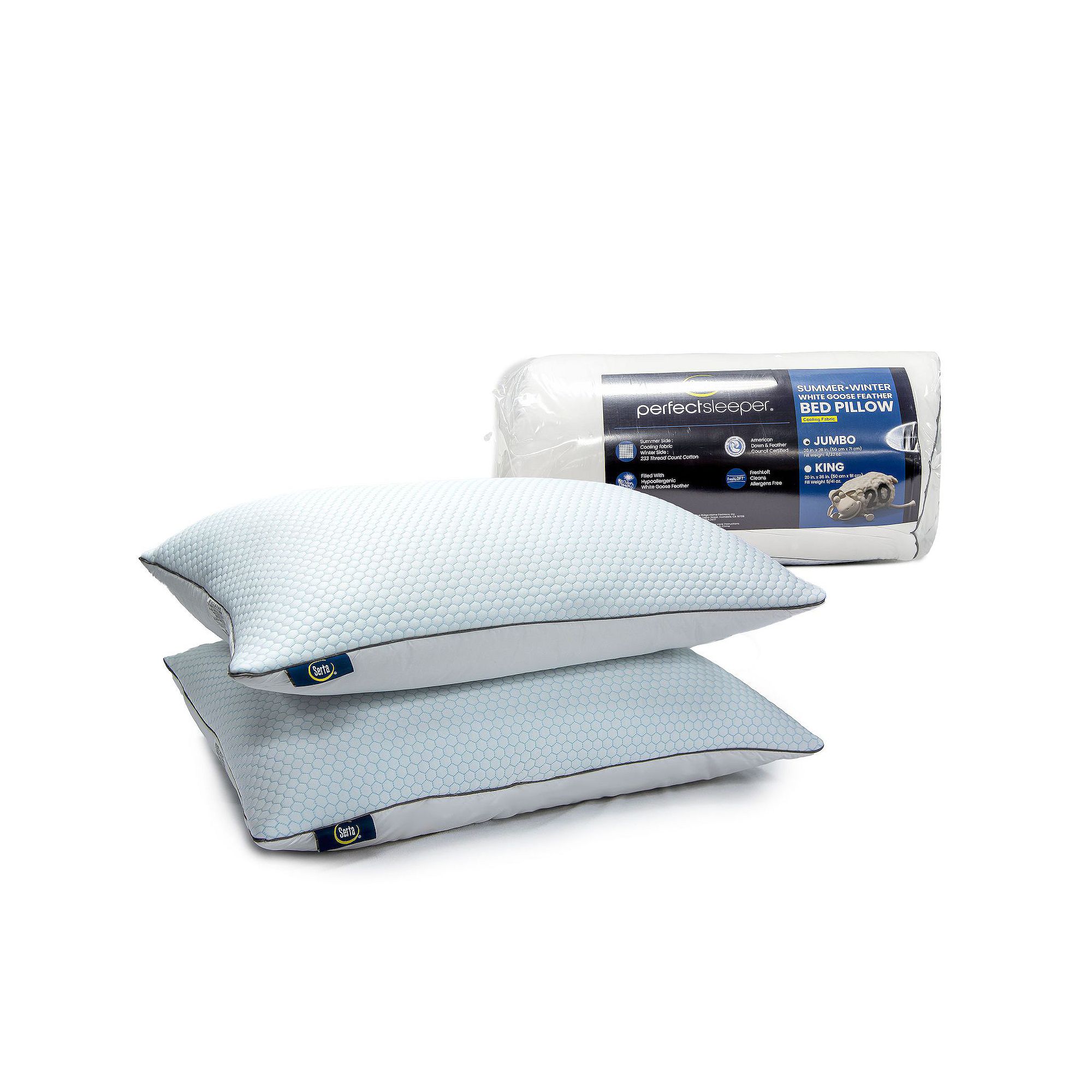 Serta® Perfect Sleeper Summer/Winter White Goose Feather Bed Pillow