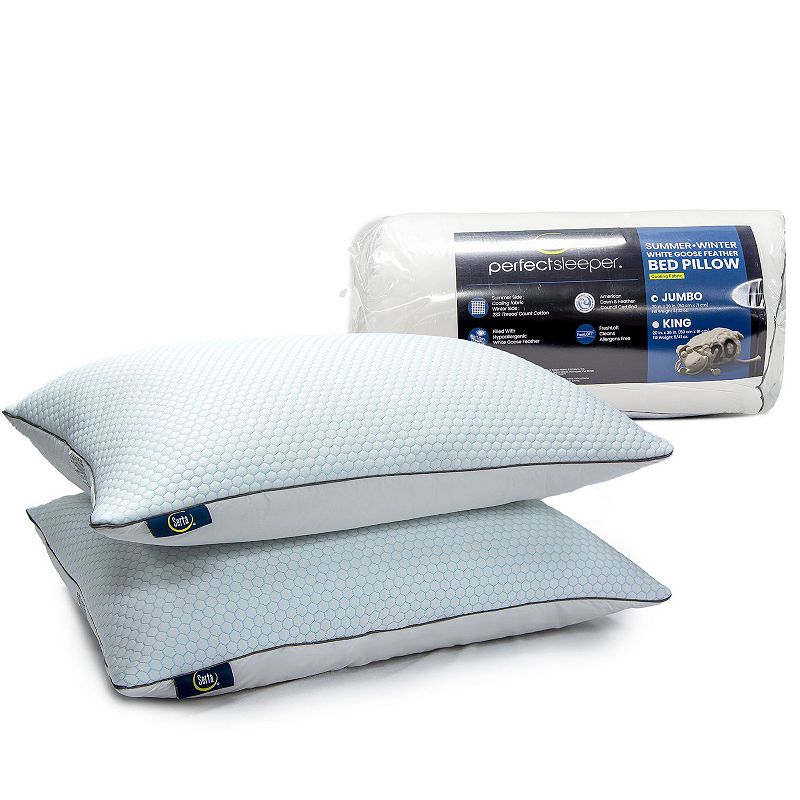 Serta 2-pack Summer/Winter Feather Pillows, White, STD PILLOW