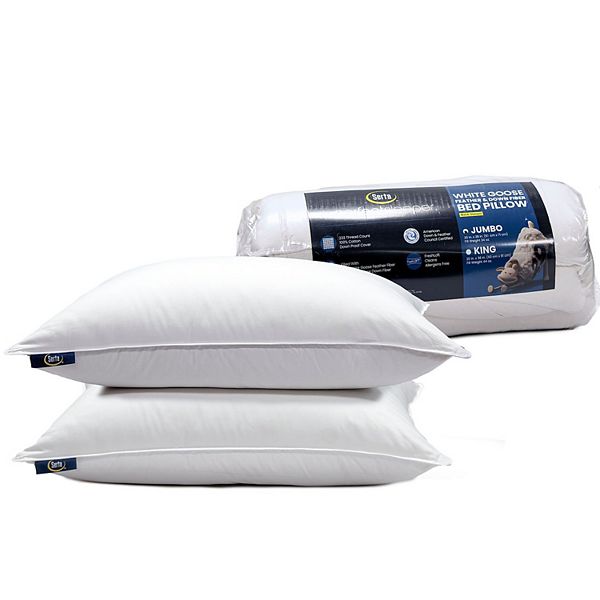 Serta 2 pack White Goose Feather Back Stomach Sleeper Pillows