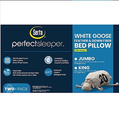 Serta 2-pack White Goose Feather Side Sleeper Pillows