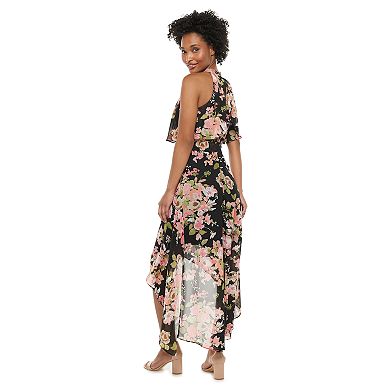 Women's ELLE™ Printed Chiffon High-Low Maxi Dress