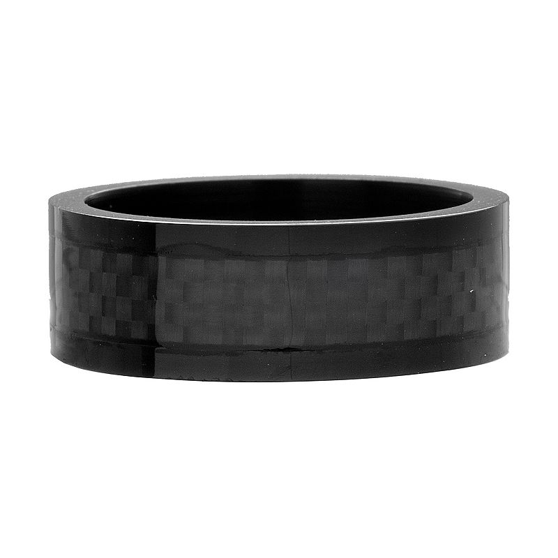 Mens 1913 Black Stainless Steel & Carbon Fiber Ring, Size: 10