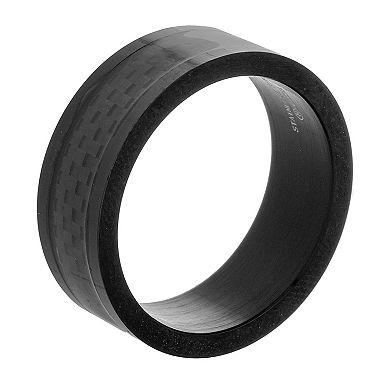 Men's Black Stainless Steel & Carbon Fiber Ring