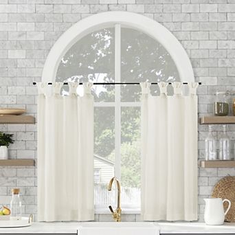 Archaeo Washed Cotton Semi-Sheer Tab Top Kitchen Tiers Set