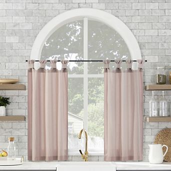 Archaeo Washed Cotton Semi-Sheer Tab Top Kitchen Tiers Set