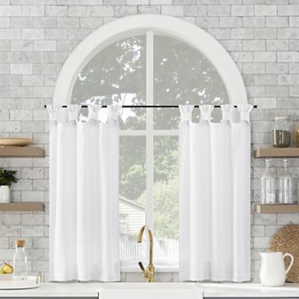 Archaeo Washed Cotton Semi-Sheer Tab Top Kitchen Tiers Set