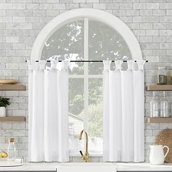 Archaeo Washed Cotton Semi-Sheer Tab Top Kitchen Tiers Set
