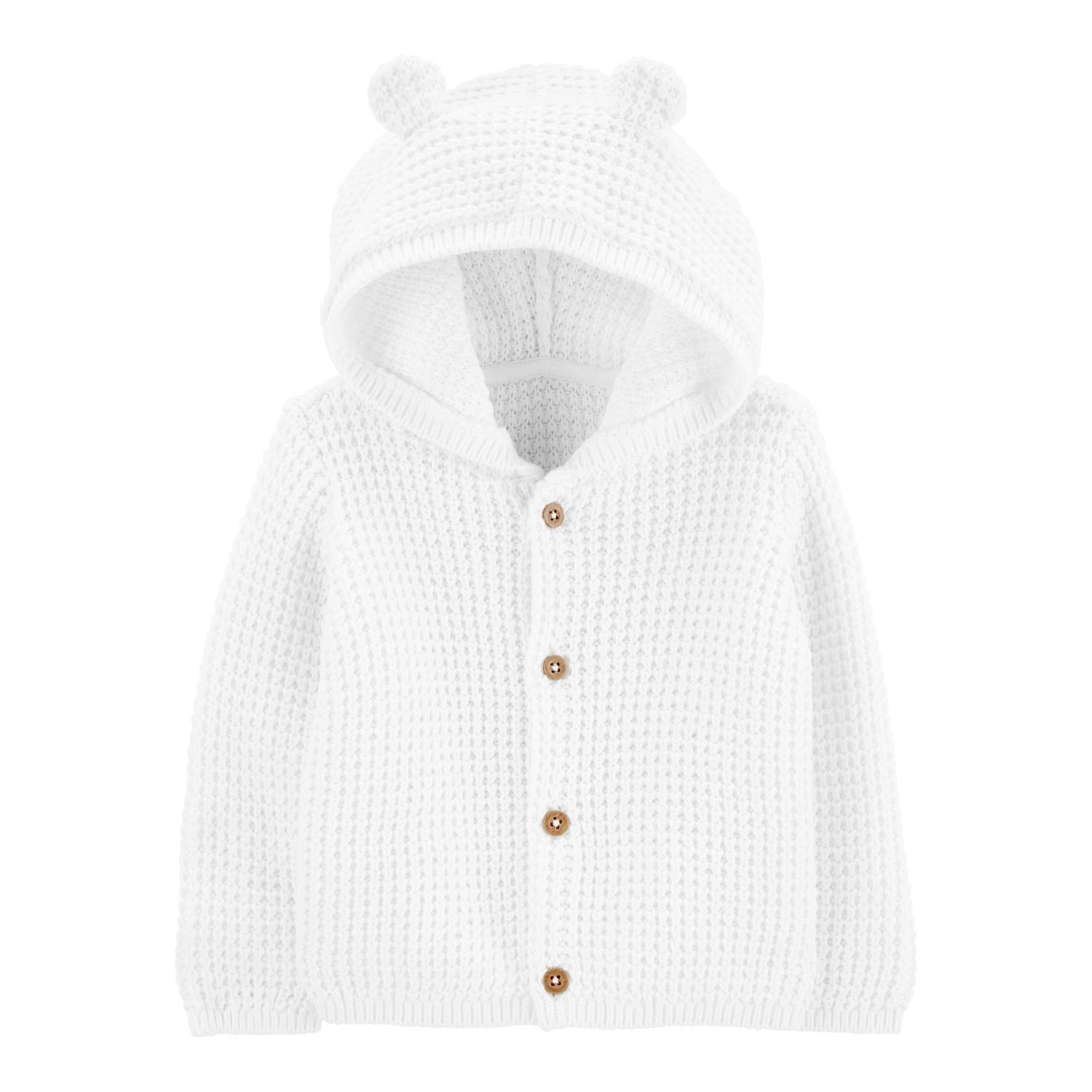 white hooded cardigan