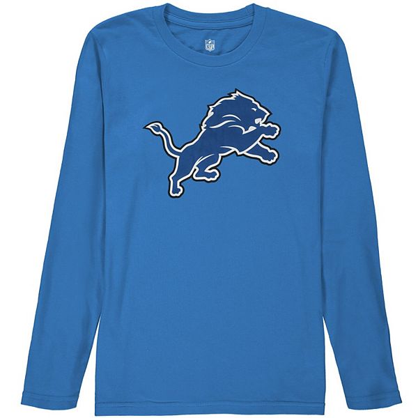 Outerstuff Detroit Lions Youth Team Logo Long Sleeve T-Shirt - Light Blue Size: Extra Large