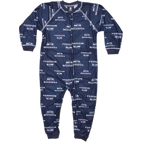 Seattle Seahawks Newborn Piped Raglan Full Zip Coverall - College Navy