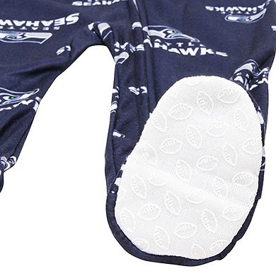 Seattle Seahawks Newborn Piped Raglan Full Zip Coverall - College Navy