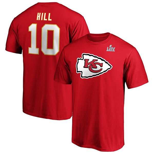 Men's NFL Pro Line by Fanatics Branded Tyreek Hill Red Kansas City Chiefs  Super Bowl LIV Bound Halfback Player Name & Number T-Shirt