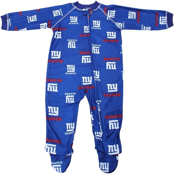 New York Giants Newborn Full Zip Raglan Coverall Royal Blue