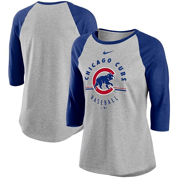  Nike Women's Chicago Cubs Tri-Blend 3/4-Sleeve Raglan