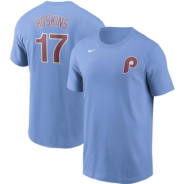 Men's Nike Rhys Hoskins Light Blue Philadelphia Phillies Name & Number T- Shirt