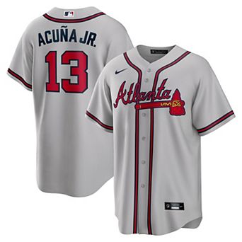 Men's Nike Ronald Acuna Jr. Gray Atlanta Braves Road Replica Player Name Jersey