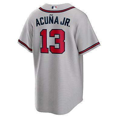 Men's Nike Ronald Acuna Jr. Gray Atlanta Braves Road Replica Player Name Jersey