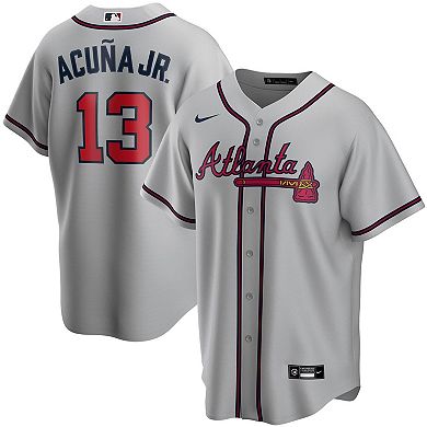 Men's Nike Ronald Acuna Jr. Gray Atlanta Braves Road Replica Player Name Jersey