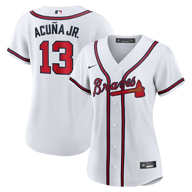 MLB Atlanta Braves (Ronald Acuna Jr.) Women's Replica Baseball Jersey.