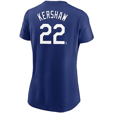 Women's Nike Clayton Kershaw Royal Los Angeles Dodgers Name & Number T-Shirt