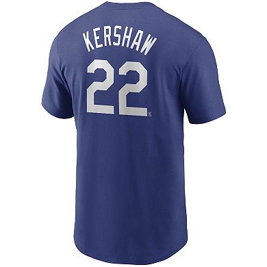 Men's Nike Clayton Kershaw Royal Los Angeles Dodgers Name & Number T-Shirt