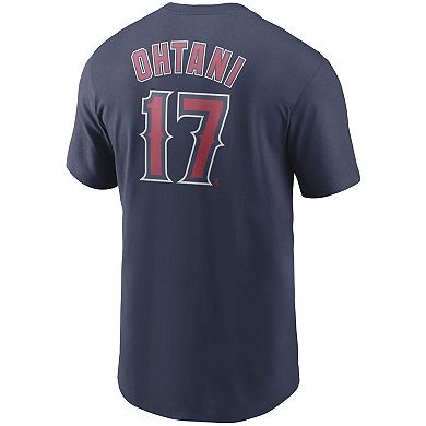 Men's Nike Shohei Ohtani Navy Los Angeles Angels Name & Number T-Shirt