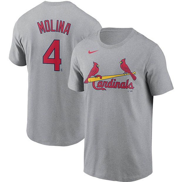 Men's Nike Yadier Molina Gray St. Louis Cardinals Name & Number T