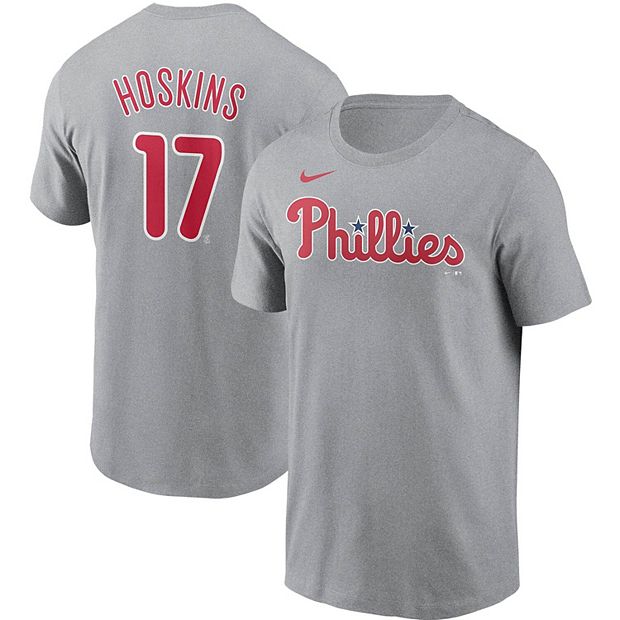 Men's Nike Rhys Hoskins Gray Philadelphia Phillies Name & Number T-Shirt