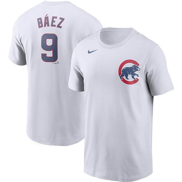 Men's Nike Javier Baez White Chicago Cubs Name & Number T-Shirt