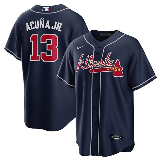 Men's Nike Ronald Acuna Jr. Navy Atlanta Braves Name & Number T-Shirt
