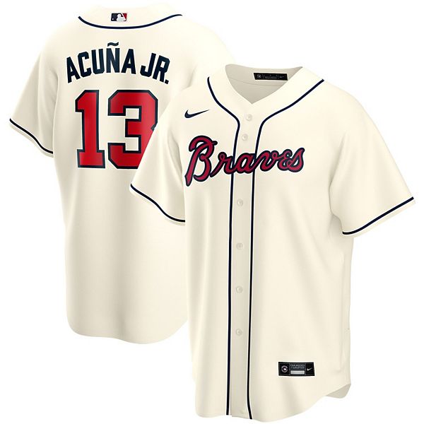 Ronald Acuna Jr Autographed Atlanta Braves Nike Cream Baseball Jersey - JSA  COA