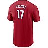 Men's Nike Rhys Hoskins Red Philadelphia Phillies Name & Number T-Shirt