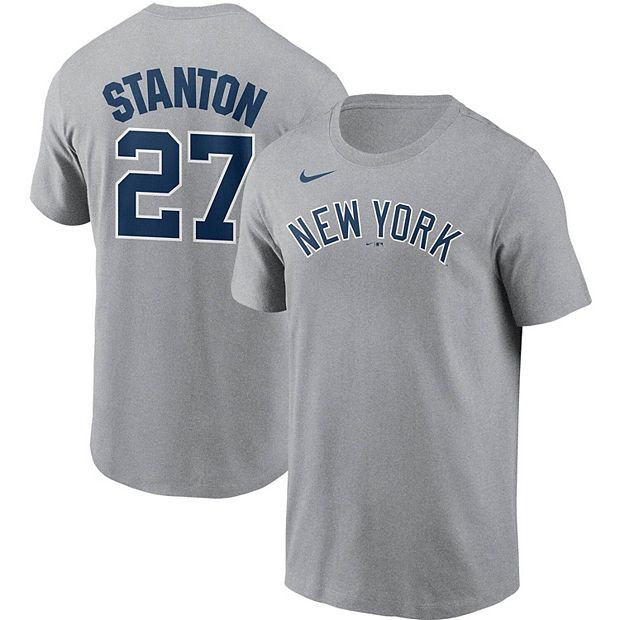 Men's Nike Giancarlo Stanton Gray New York Yankees Name & Number T