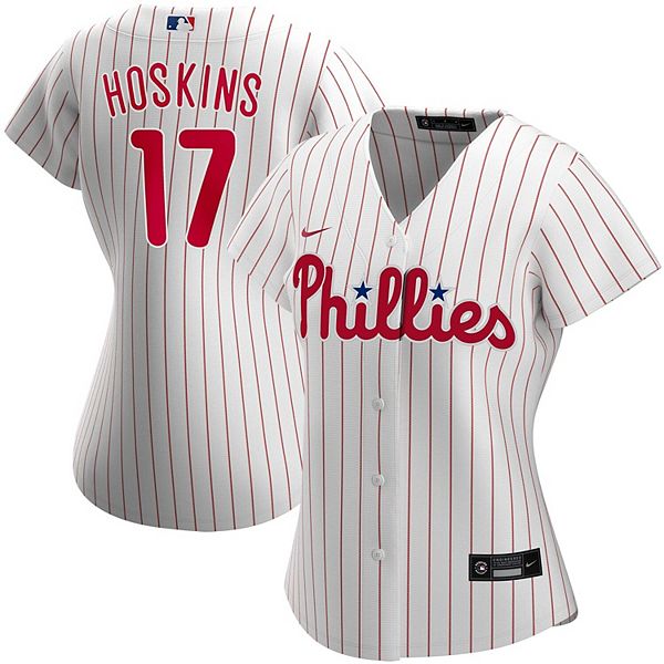 Philadelphia Phillies Rhys Hoskins Nike White Striped Jersey