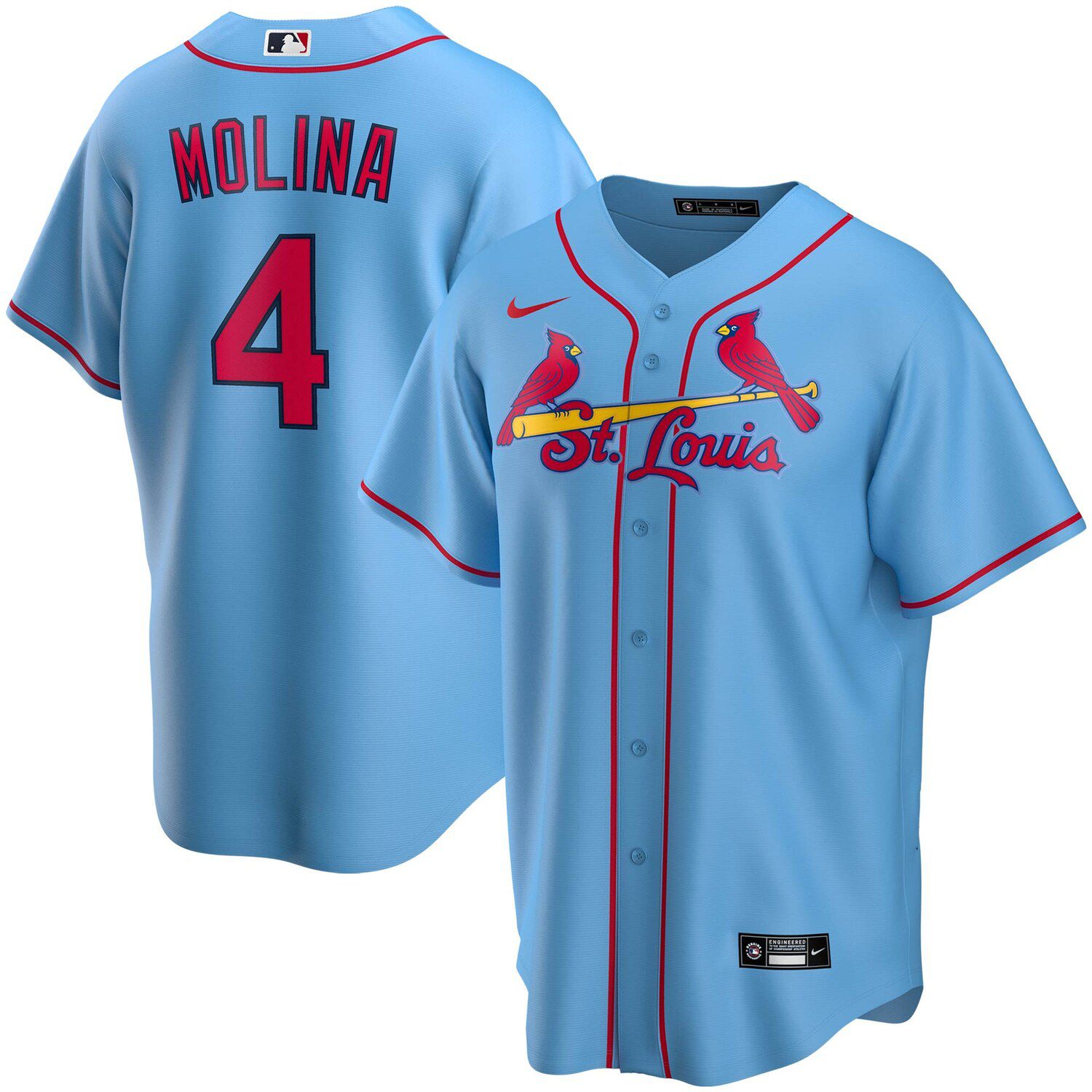 Stitches Cardinals Button-Down Raglan Replica Jersey - Men's