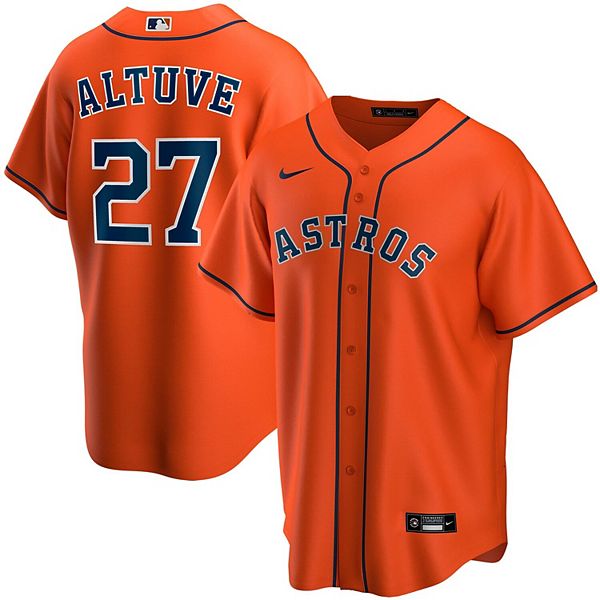 يوسف الادريسي Men's Houston Astros #27 Jose Altuve Orange Stitched MLB Flex Base Nike Jersey غسالة