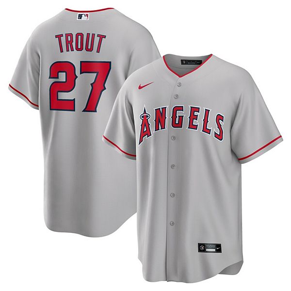 Men's Nike Mike Trout Silver Los Angeles Angels Road Replica Player Name  Jersey