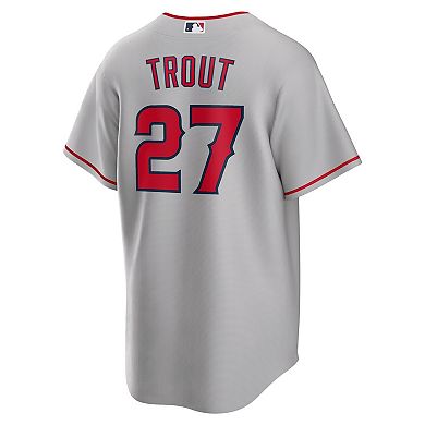 Men's Nike Mike Trout Silver Los Angeles Angels Road Replica Player Name Jersey