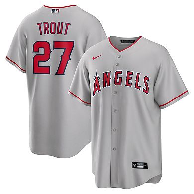 Men's Nike Mike Trout Silver Los Angeles Angels Road Replica Player Name Jersey