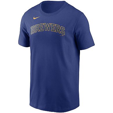 Men's Nike Christian Yelich Royal Milwaukee Brewers Name & Number T-Shirt