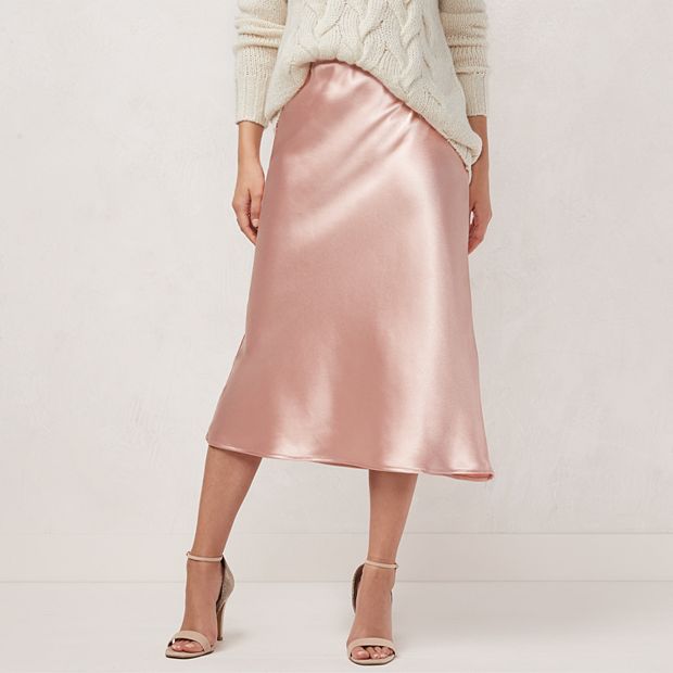 Women s LC Lauren Conrad Satin Slip Midi Skirt