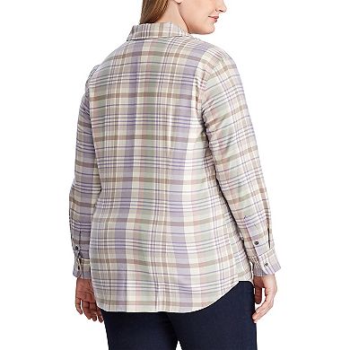Plus Size Chaps Long Sleeve Plaid Shirt