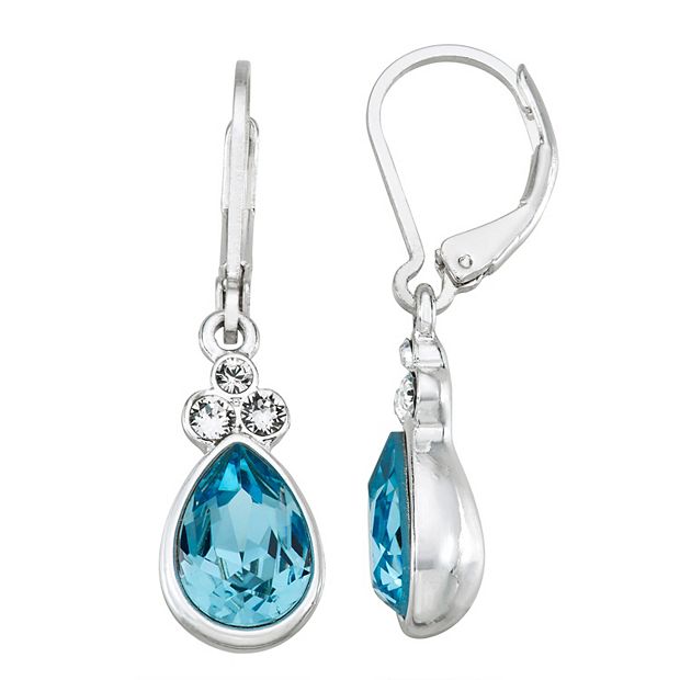 Dana Buchman Silver Tone Aqua Blue Teardrop Drop Earrings with