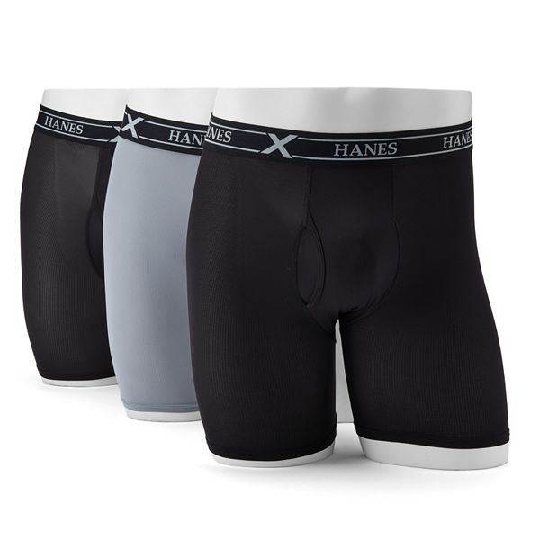 Hanes Premium Men's Xtemp Long Leg Boxer Briefs 3pk - Black/gray